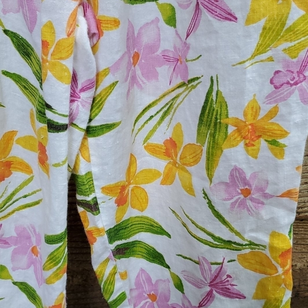 Cotton Connection linen floral crop pants small - Picture 5 of 5